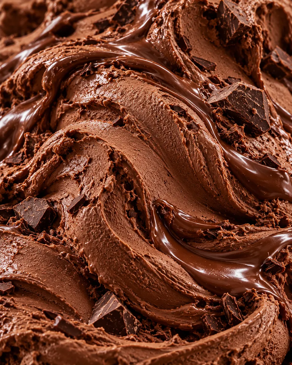 Textura do gelato de chocolate com pedaços